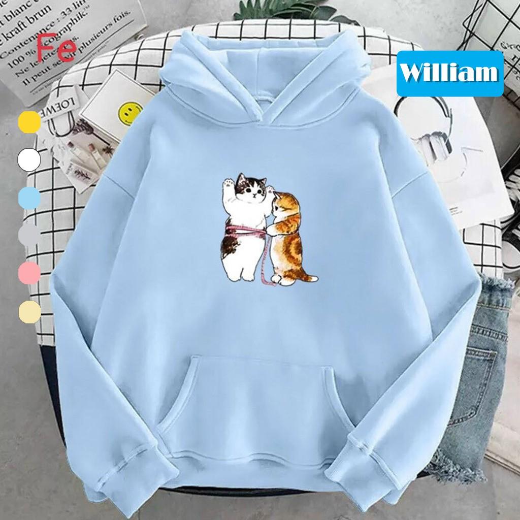 Áo hoodie nam nữ nỉ ngoại in hình dễ thương William - DS85, chất nỉ dày dặn, nón 2 lớp, hợp làm áo cặp