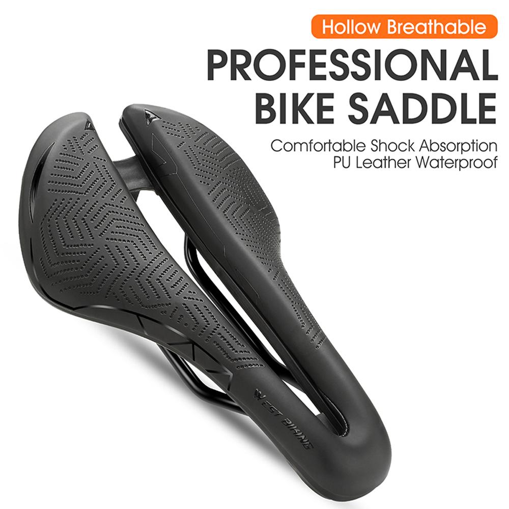 WEST BIKING Hollow Breathable Bike Saddle Bicycle Seat Soft Cycling Cushion PU Waterproof Bike Saddle Cycling Accessorry