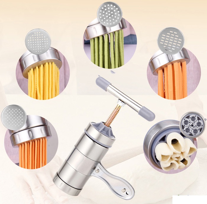 Dụng cụ làm bún tươi, nui, phở, bánh canh 5 đầu thay inox cao cấp - Khuôn làm bún đa năng làm đồ ăn cho gia đình đảm bảo an toàn vệ sinh thực phẩm HÀNG MỚI VỀ