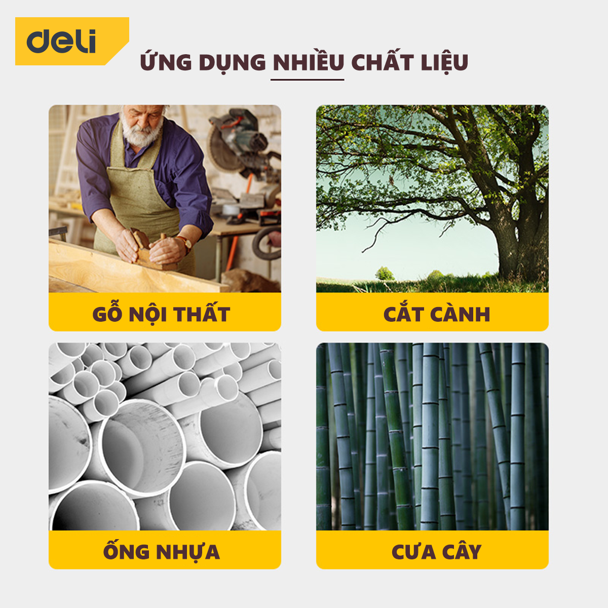 Cưa Cầm Tay Deli Cao Cấp - Có Thể Gấp Gọn Tiện Lợi, An Toàn - Chất Liệu Chống Mòn, Gỉ - DL6006