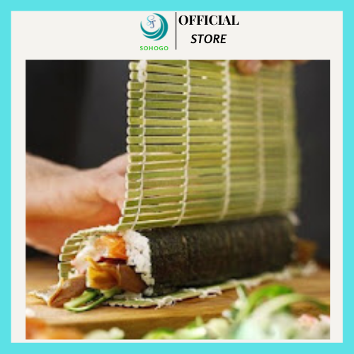 Mành tre cuộn sushi an toàn cho sức khỏe size lớn - Dụng cụ cuốn rong biển, cơm cuộn bằng tre cao cấp, màu xanh lá