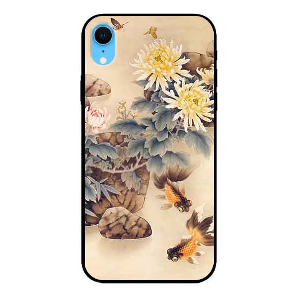 Ốp lưng in cho Iphone XR Mẫu Hoa Và Cá Cam