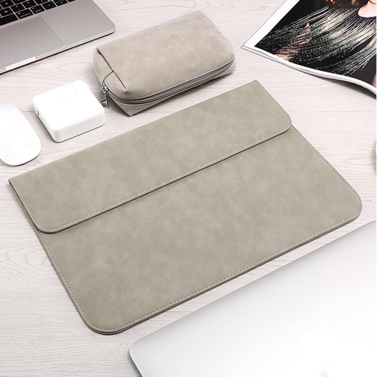 BAO DA, TÚI DA, CẶP DA CHỐNG SỐC CHO MACBOOK, LAPTOP, SURFACE KÈM VÍ ĐỰNG PHỤ KIỆN