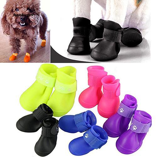 Set 4 Chiếc Giày Đi Mưa Dành Cho Chó Mèo Đủ Size Nhiều Màu Dễ Thương - MÀU NGẪU NHIÊN