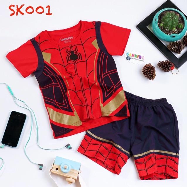 Bộ đồ siêu nhân nhện ngắn spider man Samkids (có bảng size hình cuối)