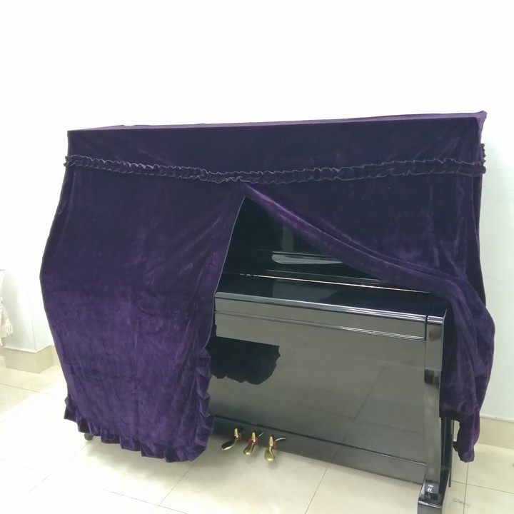 Bộ khăn phủ đàn piano cơ nhung tím