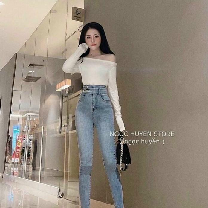 Quần jean nữ lưng cao King168, quần bò nữ cao cấp co dãn QJNU602