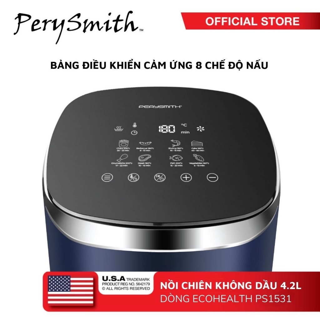 Nồi chiên không dầu điện tử 4,2 lít Perysmith PS1531 - Hàng Chính Hãng