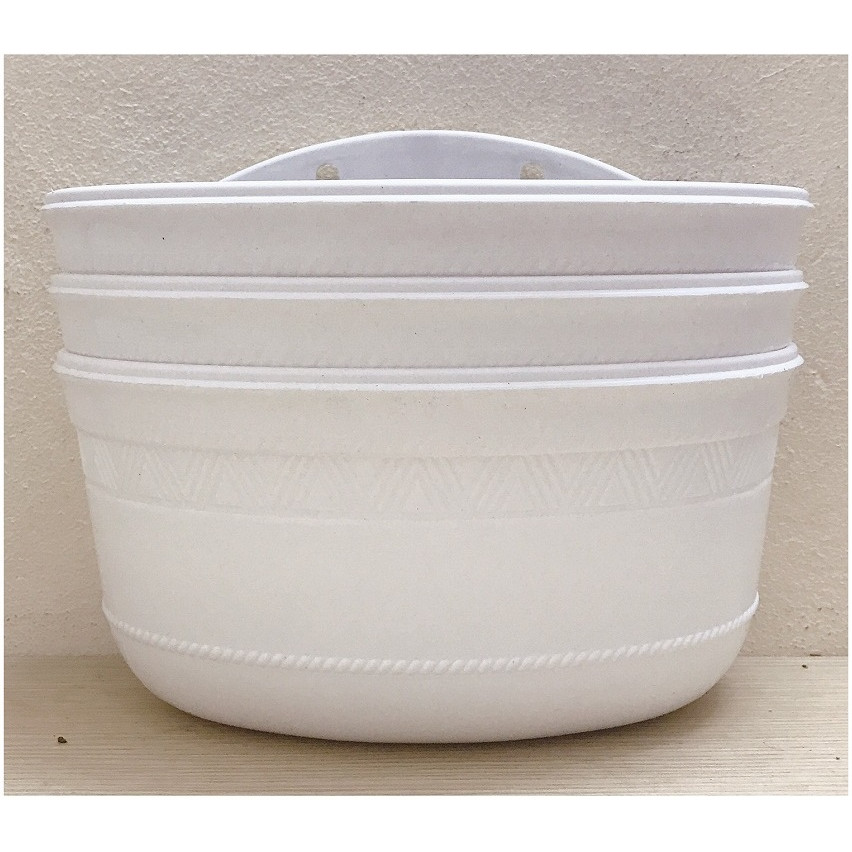 3 Chậu Ốp Tường Bán Nguyệt Trồng Hoa Màu Trắng No: 280x140x160