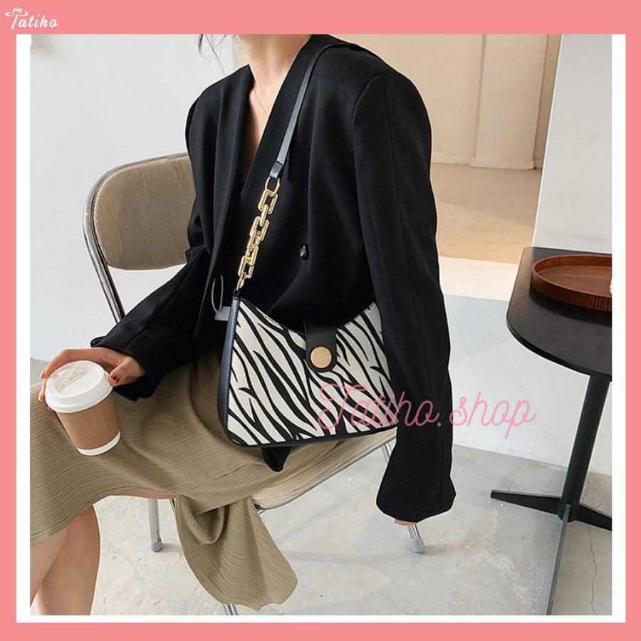 Túi Xách Kẹp Nách Họa Tiết Da Báo Ngựa Vằn & HOUNDSTOOTH Form Đẹp Sang Trọng Dạo Phố - Mã