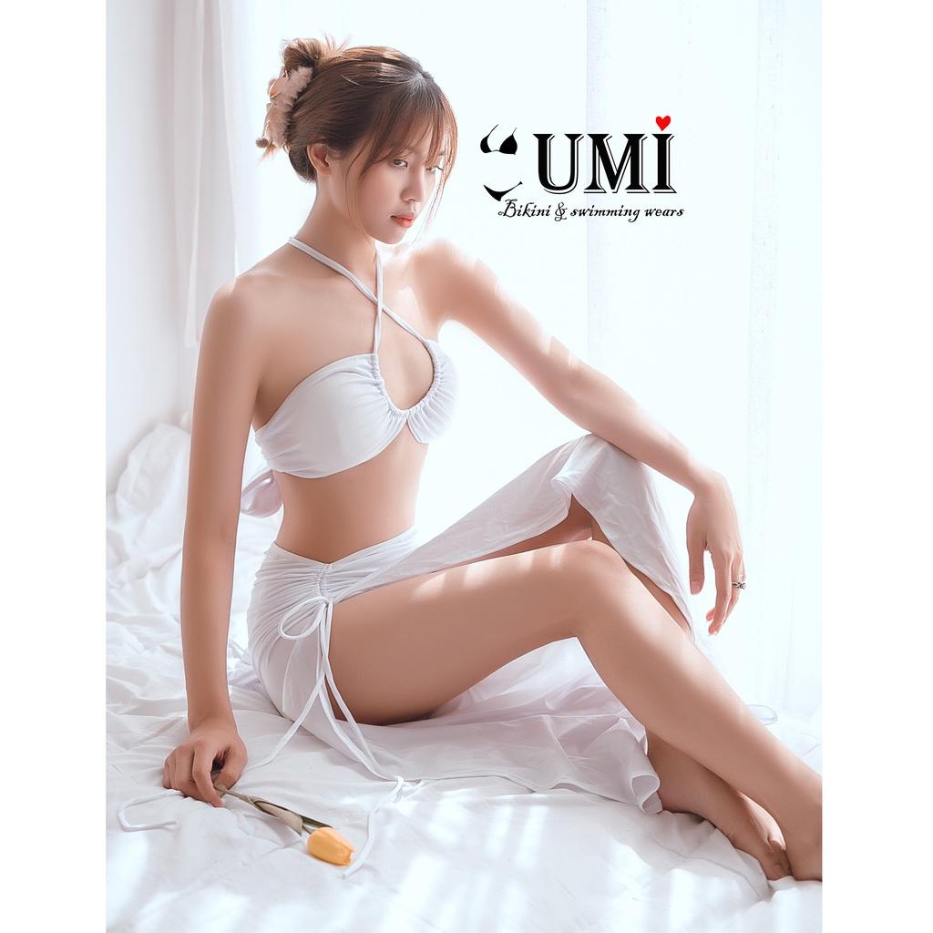 BIKINI 2 MẢNH KÈM KHĂN  MÀU TRẮNG BIKINISTORE