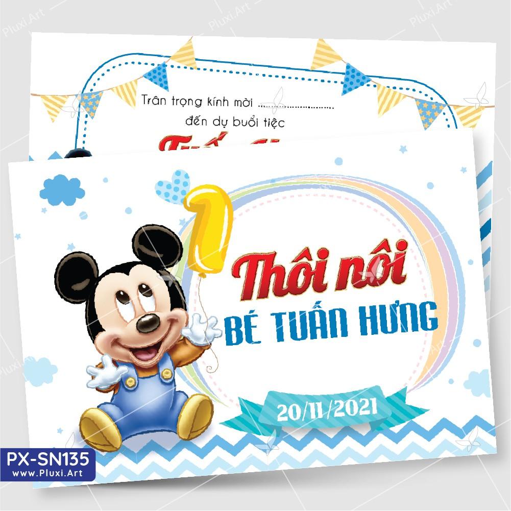 Thiệp thôi nôi – sinh nhật Pluxi bé Trai tuổi Chuột PX_SN135