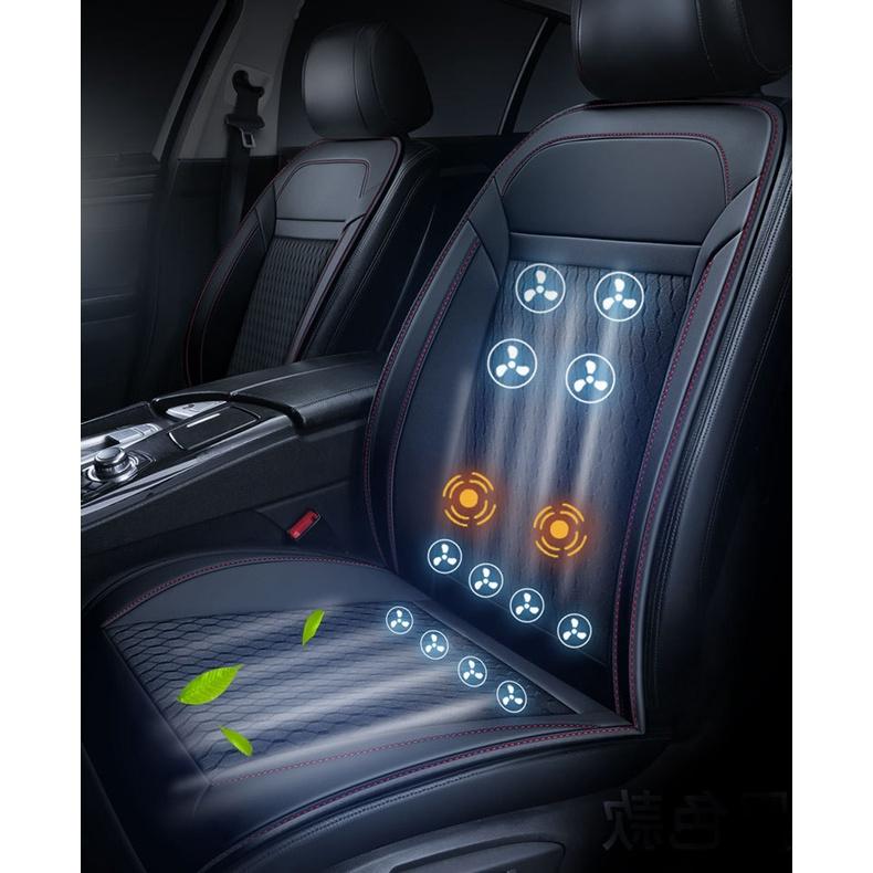 Đệm quạt điều hoà trên xe hơi - Bộ lót ghế ô tô làm mát vùng lưng và mông cao cấp bằng hệ thống 16 quạt gió