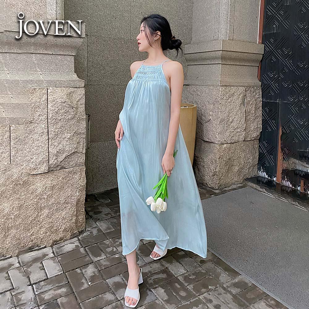 Đầm yếm maxi Shimmer sang chảnh lụa organza cao cấp JOVEN, thiết kế cổ nhún suông dáng dài, đi biển đi cafe đi tiệc