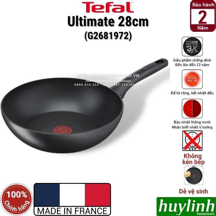 Chảo chiên xào sâu lòng đáy từ Tefal Ultimate 28cm - G2681972 - Sản xuất tại Pháp - Không kén bếp - Hàng chính hãng