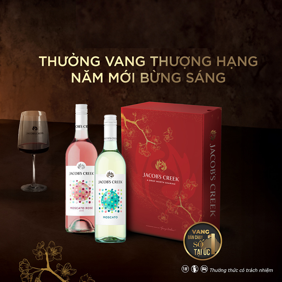 [Made in Australia] Bộ sản phẩm rượu Master Brand TET SP (Jacob's Creek) Twin Moscato 750ml