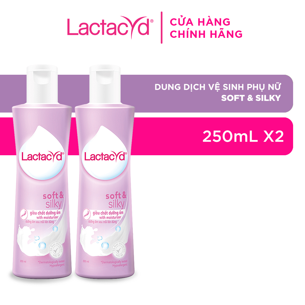 Bộ 2 chai Dung Dịch Vệ Sinh Phụ nữ Lactacyd Soft & Silky Dưỡng Ẩm 250ml/chai