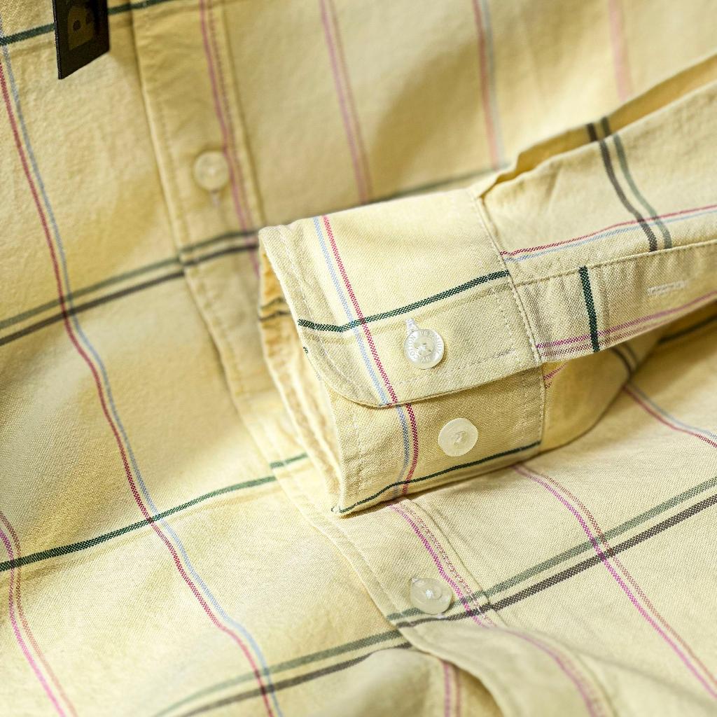 Áo Sơ Mi Nam Dài Tay Phối Sọc BY COTTON Caro Vàng Sọc Đỏ Xanh 020223