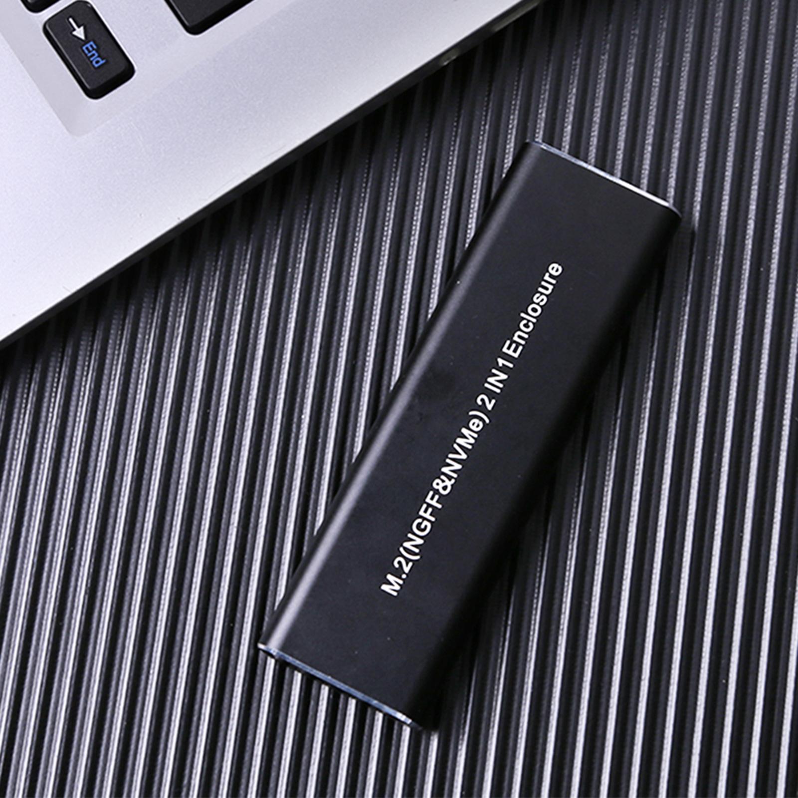 M.2 NVME SSD NGFF Box USB C SATA Enclosure Adapter 10Gbps Dual Protocol, Aluminum Alloy Shell