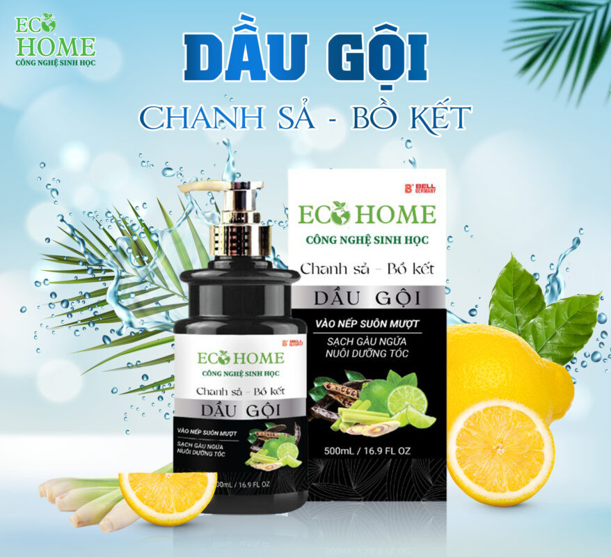 Dầu Gội Chanh Sả Bồ Kết Công Nghệ Sinh Học ECOHOME Kim Ngân Store Giúp Dưỡng Ẩm Tóc, Mềm Mượt,Óng Ả, Lưu Hương Lâu 500ml