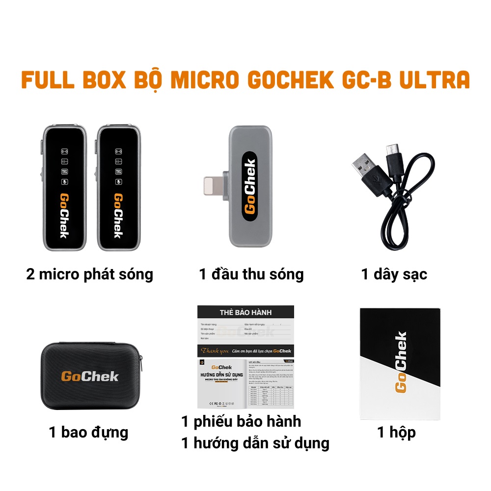 Micro thu âm không dây Sothing Gochek GC-A/B ULTRA khử tiếng ồn khi live, quay video, ghi âm cho điện thoại, máy tính- Hàng Chính Hãng