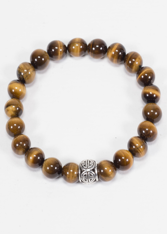 Vòng thạch anh mắt hổ vàng nâu phối charm bạc Ngọc Quý Gemstones