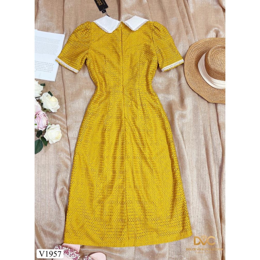 Váy vàng cổ phối V1957 - Đẹp Shop DVC