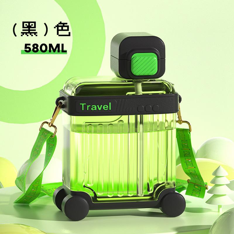 Giao Hàng Nhanh Mới Vali Phong Cách Cốc Nhựa Hoạt Hình Dễ Thương Sinh Viên Ống Hút Ngoài Trời Cốc Di Động Ngoài Trời Cốc Nước Bằng Nhựa
