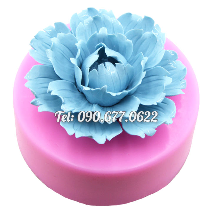 Khuôn silicone làm rau câu hoa mẫu đơn cánh xoăn nhiều tầng loại 8 cm – Mã số 1897