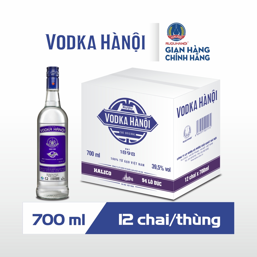 Rươu Vodka Hà Nội nhãn xanh HALICO nồng độ 39,5% chai