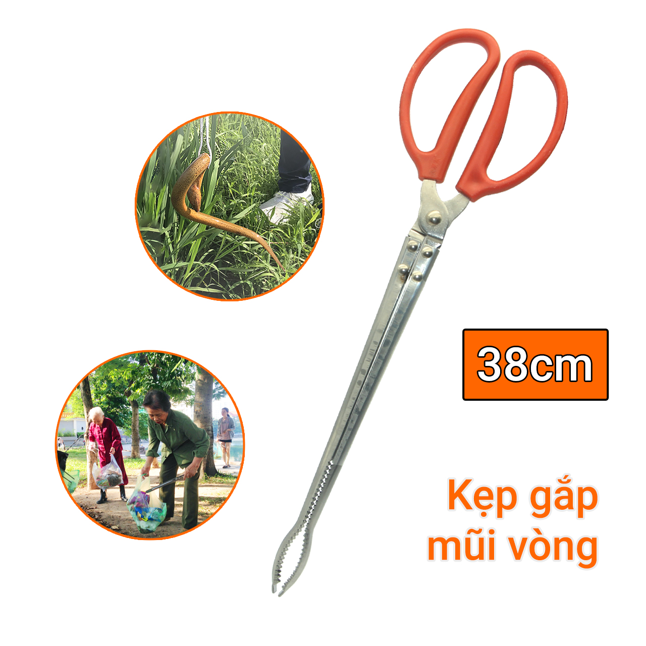 Kẹp gắp dài hình kéo mũi vòng 38cm