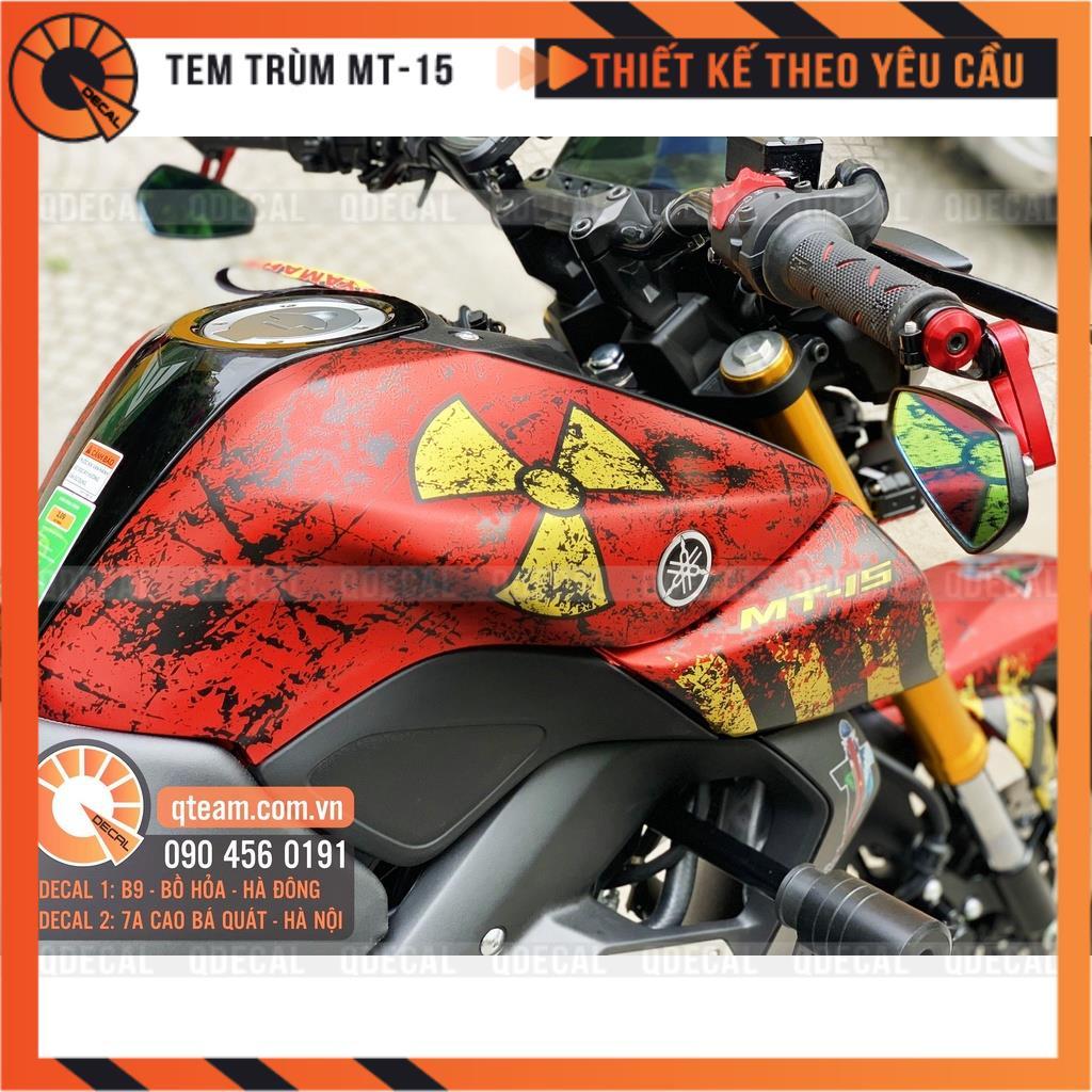 Tem trùm dành cho xe MT15 Warning đỏ vàng decal 3 lớp