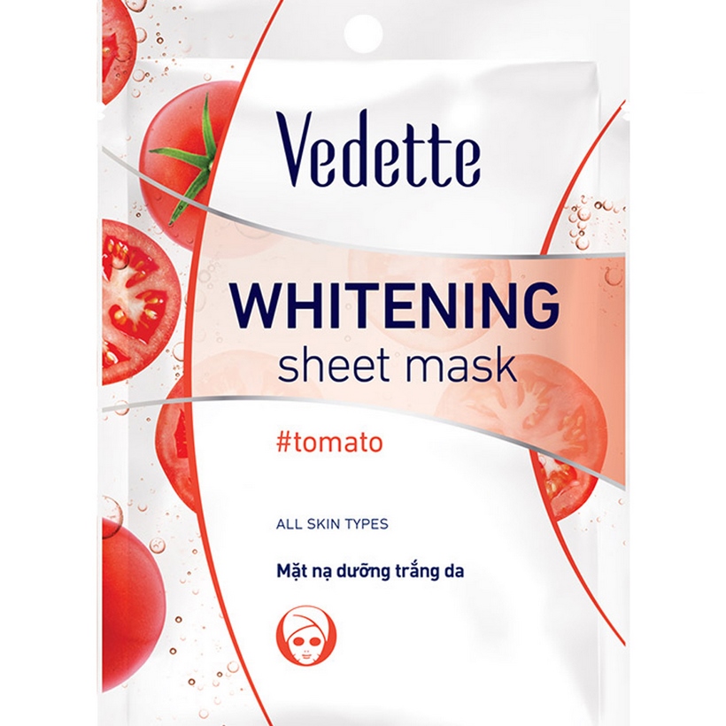 Mặt nạ giấy dưỡng trắng da cà chua Vedette Whitening Mask Tomato 22ml