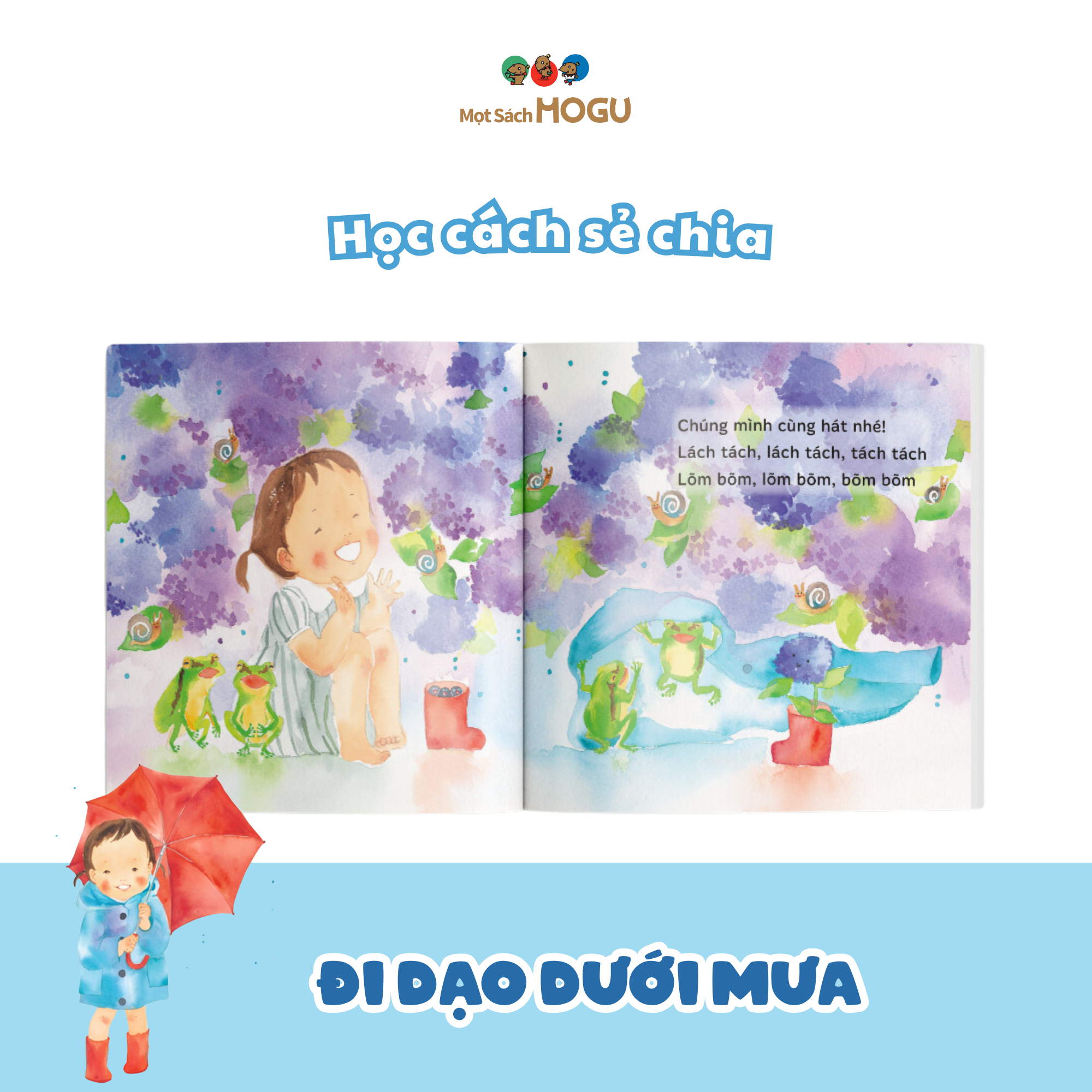 Sách cho bé 1-3 tuổi - Đi dạo dưới mưa (Truyện tranh Ehon Nhật Bản)