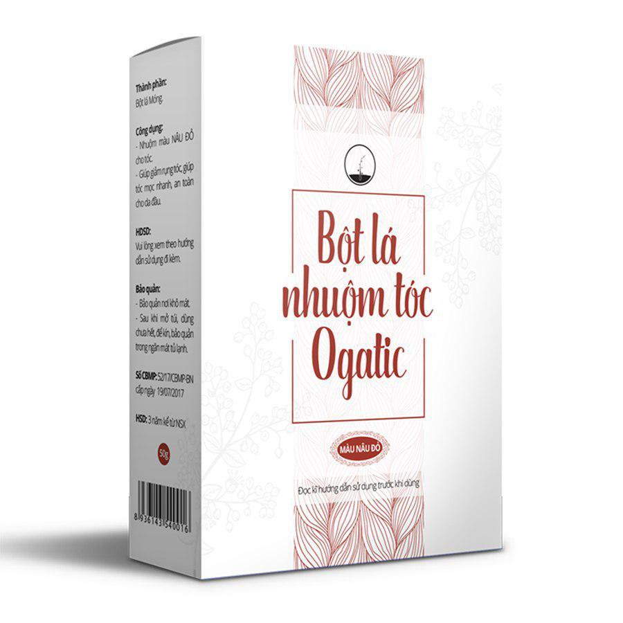 Bột lá nhuộm tóc OGATIC Màu Nâu Đỏ