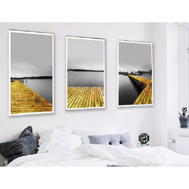Bộ tranh 3 Bức - Tranh treo tường phòng khách- Tranh 3D Hiện Đại HD25825 /Gỗ MDF cao cấp phủ kim sa/ Chống ẩm mốc, mối mọt/Bo viền góc tròn