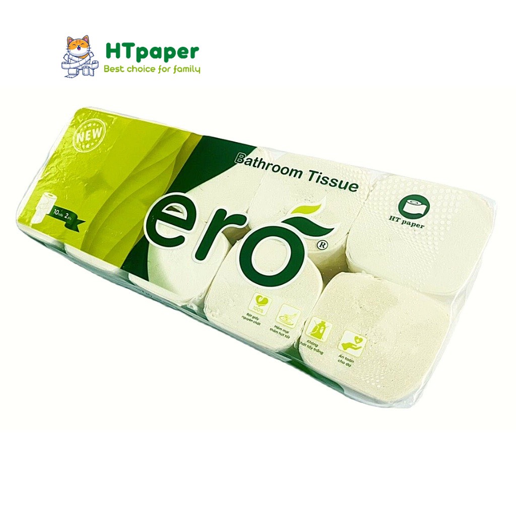 Giấy vệ sinh loại 10 cuộn không lõi trắng mịn dai không bụi cao cấp ERO - HTpaper
