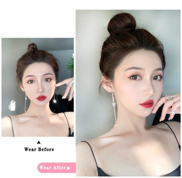 Búi tóc xoăn tròn, kẹp tóc giả tự nhiên sang chảnh Hàn Quốc TG22