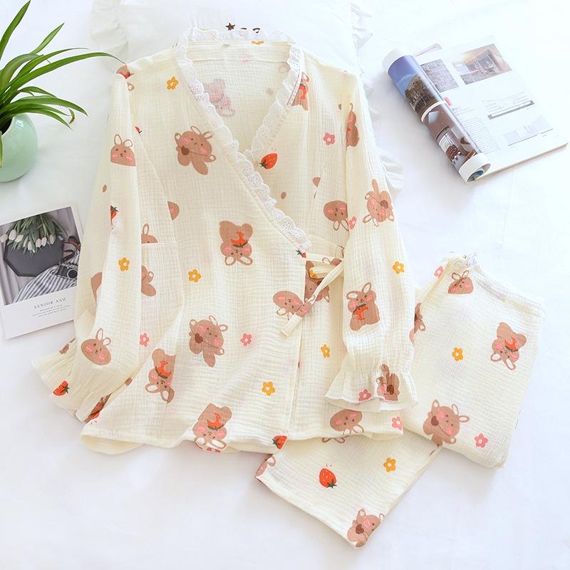 Bộ đồ bầu và sau sinh, kimono cho con bú AZ55 chất liệu muslin cao cấp