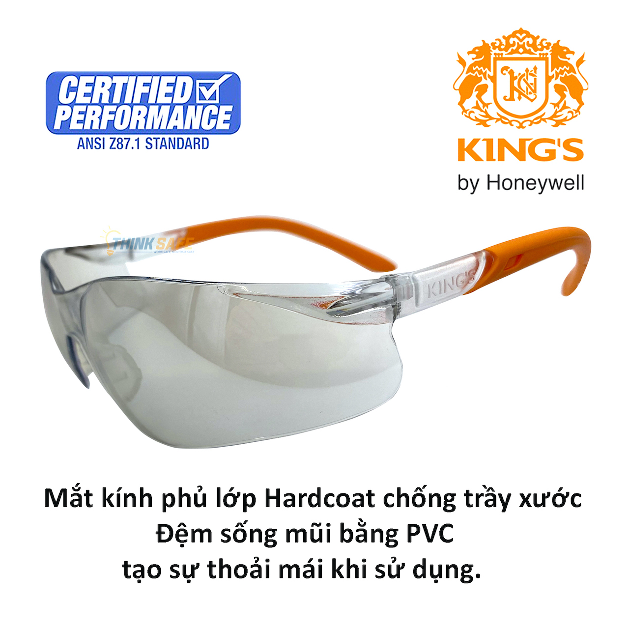 Kính bảo hộ King's KY2223 kính chống trầy xước, chống bụi, chống tia UV (màu trắng bạc)