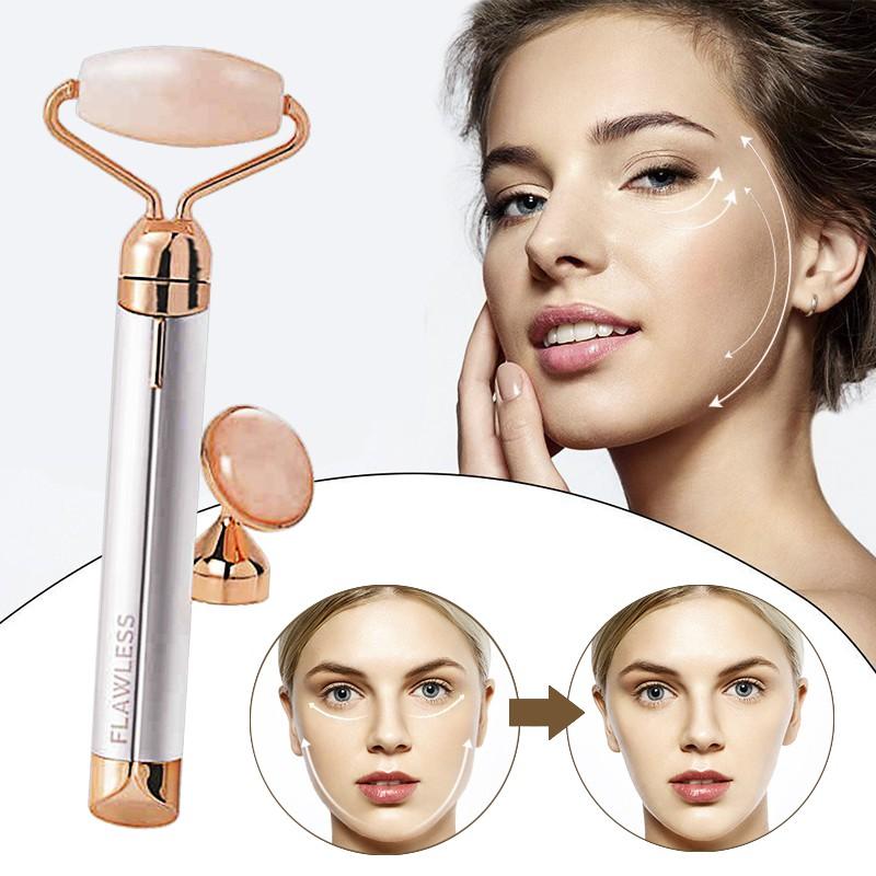 Máy Lăn Mặt Rung Bằng Đá Thạch Anh Hồng Với 2 Đầu Mát Xa  2 Chức Năng Giúp Làn Da Trẻ Trung Khoẻ Mạnh -- Hàng Chất Lượng KST