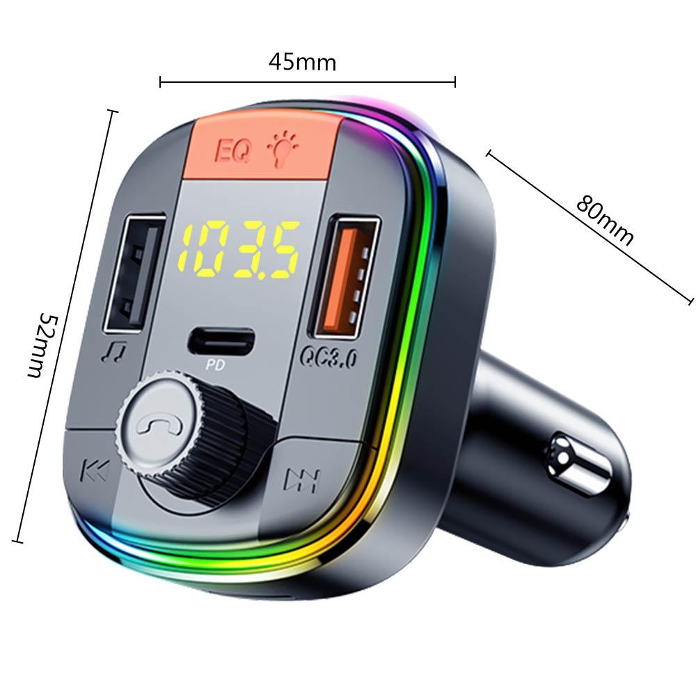 Tẩu sạc nhanh QC 3.0 hai cổng USB không dây với PD và máy nghe nhạc MP3 Bluetooth 5.0 cho xe hơi