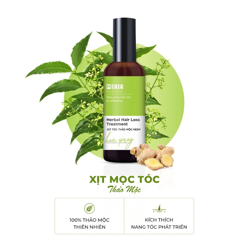 Xịt kích mọc tóc thảo mộc lá Neem Mee Natural 50ml