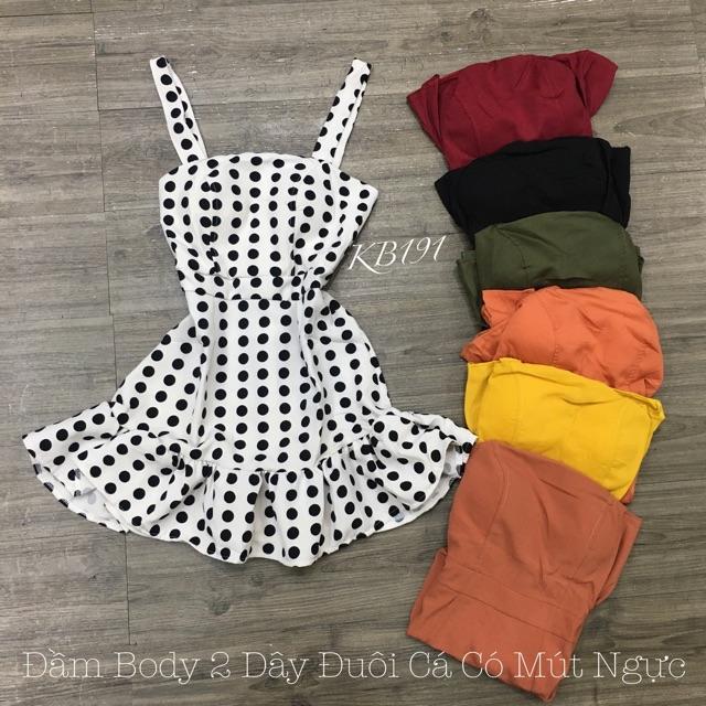 Đầm Body 2 Dây Đuôi Cá Có Mút Ngực