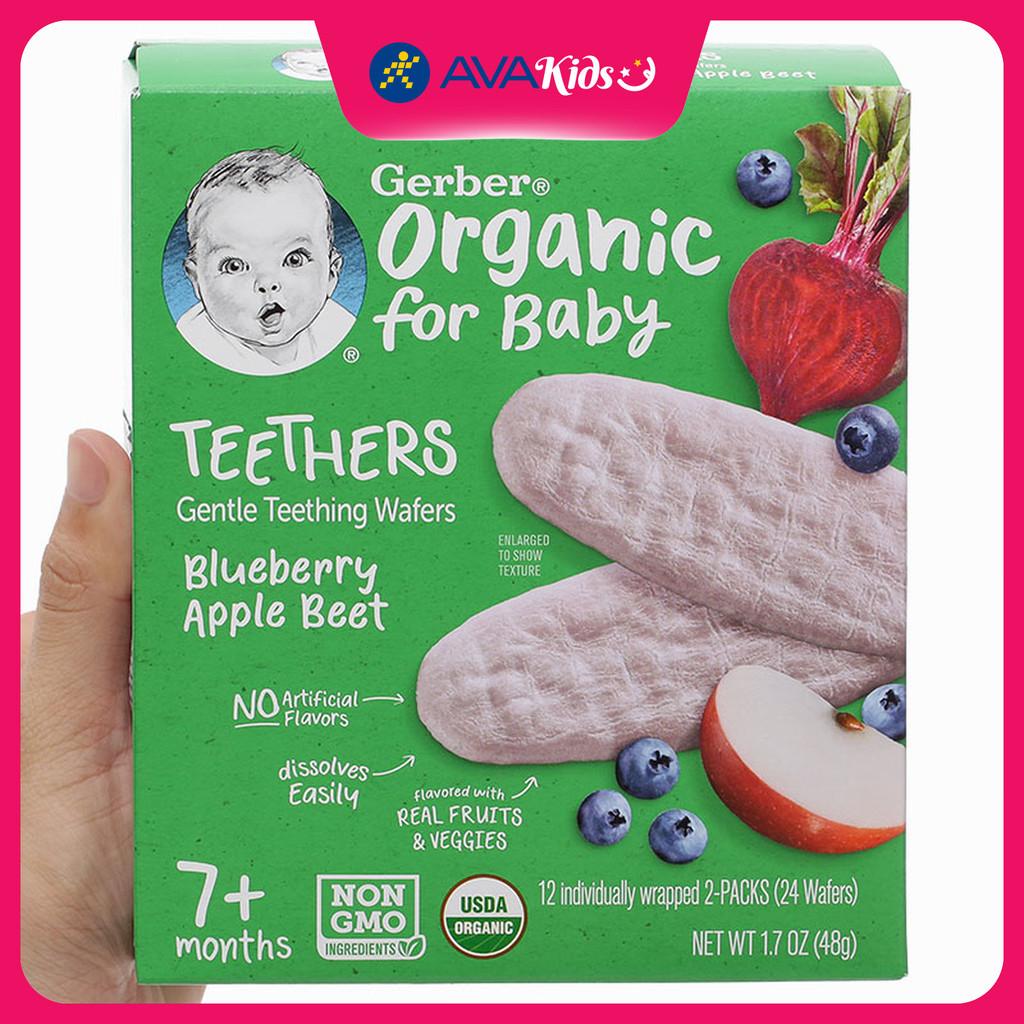 Bánh gạo ăn dặm Gerber Organic Teethers vị việt quất, táo và củ cải đỏ hộp 48g (từ 7 tháng) - Hàng Chính Hãng