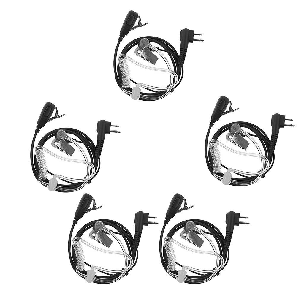 5pcs 2-PIN PTT Mic Acoustic Tube Earpiece Headset For Two