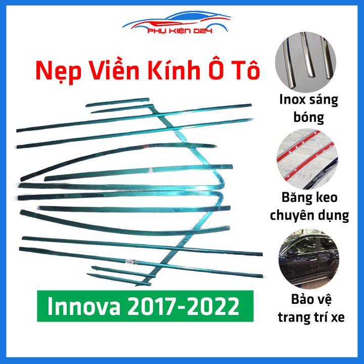 Bộ nẹp viền chân kính cong kính Innova 2017-2022 Inox sáng bóng chuẩn form xe