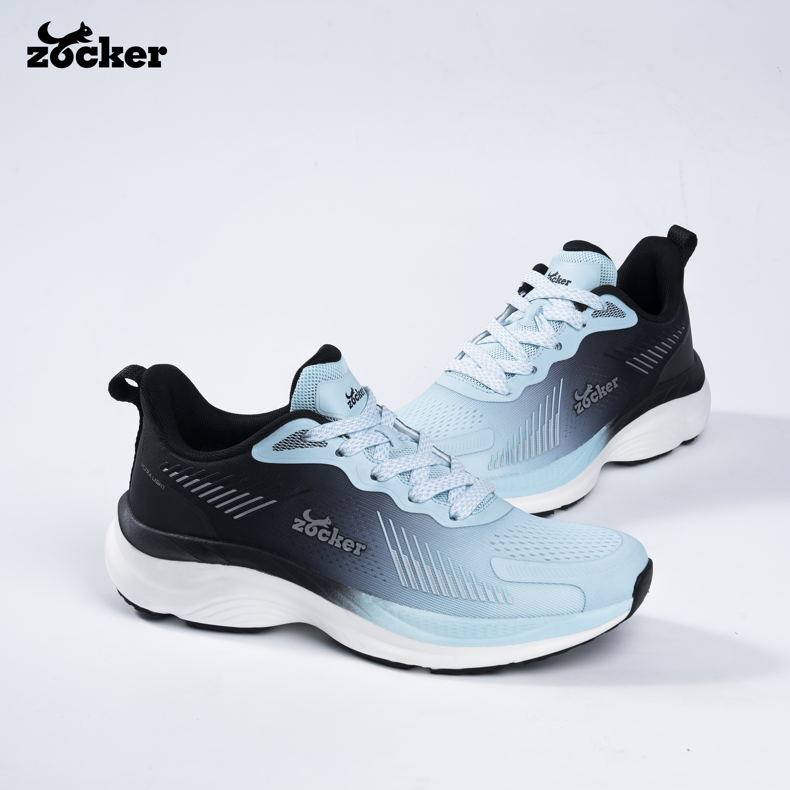 Giày Chạy Bộ Zocker Ultra Light Moon/Black - Công Nghệ Light Foam Premium Siêu Nhẹ - Siêu Êm - Siêu Nảy - Tặng kèm vệ sinh giày