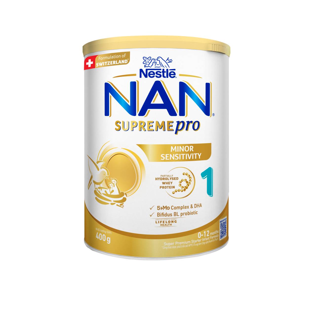 Sữa bột Nestlé NAN SUPREMEPRO 1 400g nhập khẩu Đức với 5HMO &amp; đạm Gentle Optipro ( Dành cho trẻ từ 0 - 12 tháng tuổi)