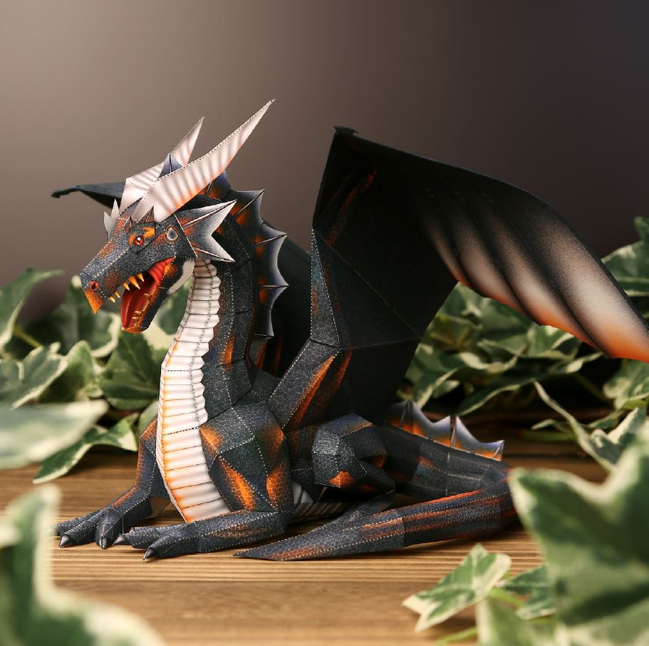 Mô hình giấy 3D Động vật Rồng Black Dragon